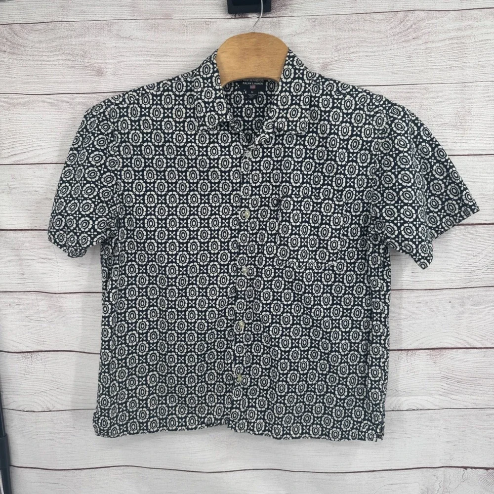 Polo Jeans Co. Ralph Lauren Shirt Medium Short Sleeve Button Up Geometric Floral